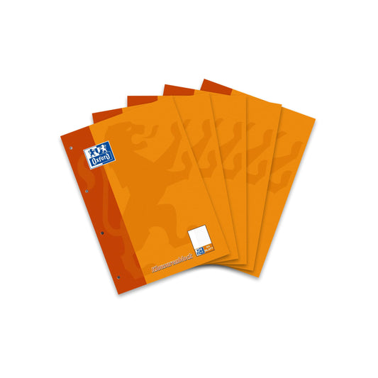 Oxford School Exam pad A4, lined with margin, 50 sheets, orange, pack of 5 & Brunnen 102142650 Legal pad/Legal paper (A4, squared with margin, ruling 26, 80 gsm, 50 sheets shrink-wrapped)