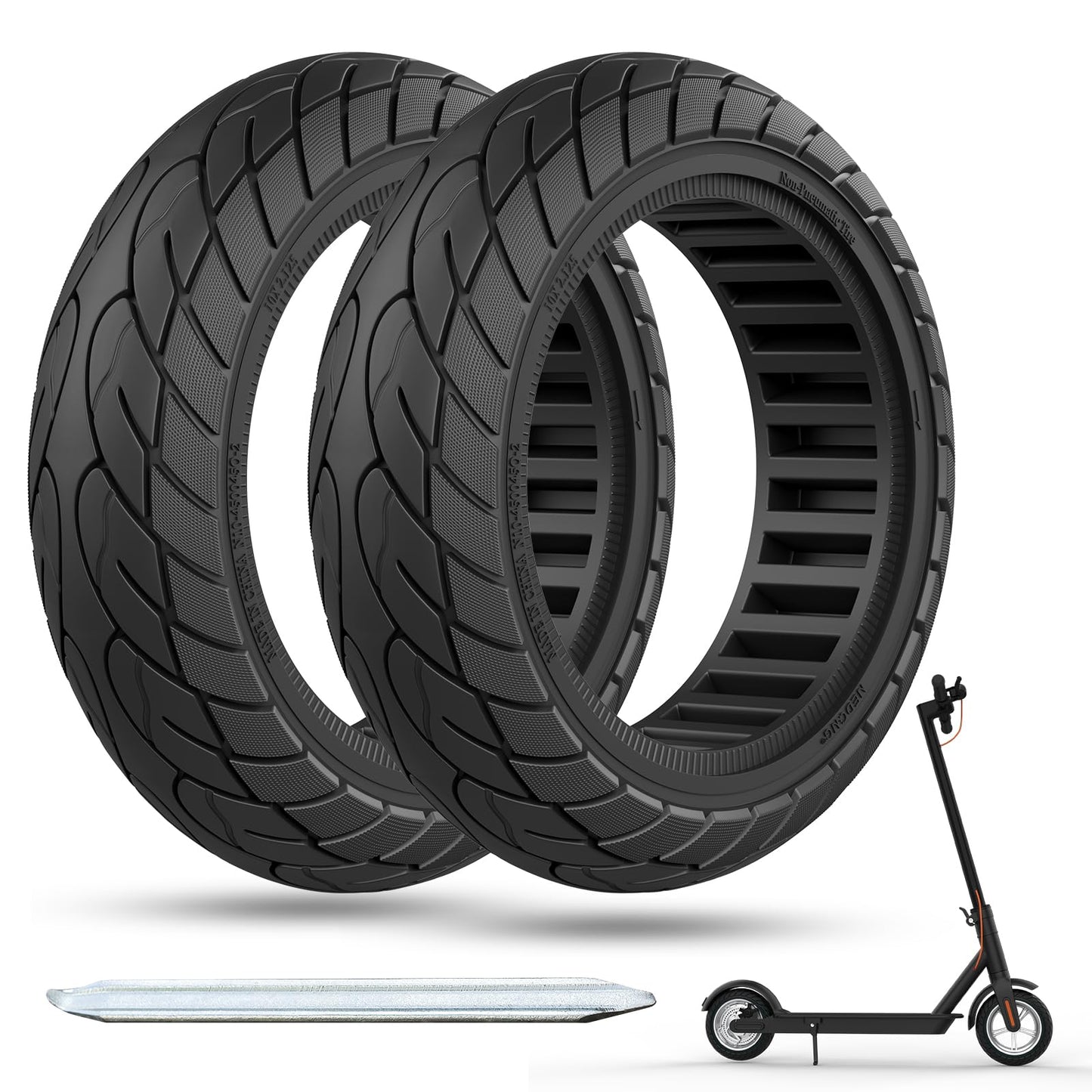 OUXI 10x2.125 inch Solid Replacement Tire with 1 Installation Tool for Electric Scooters Full Rubber Tyre, 10x2.125 inch Replacement Wheels, Full Rubber Tyre, High Elasticity Electric Scooter Tire