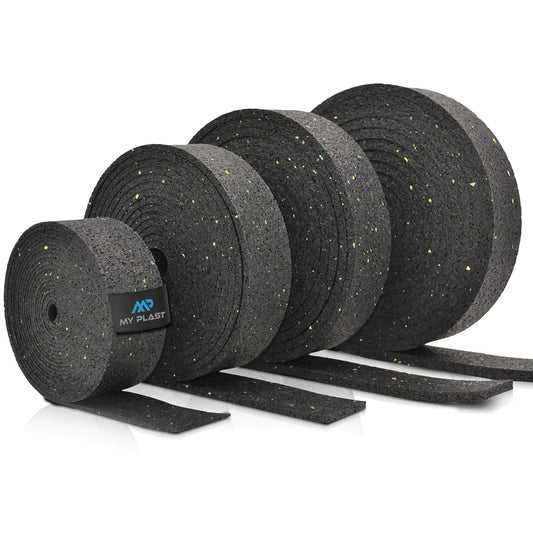 10,000 x 80 x 6mm terrace pad strips for terrace construction | Terrace pad roll made of rubber granules | Terrace spacers