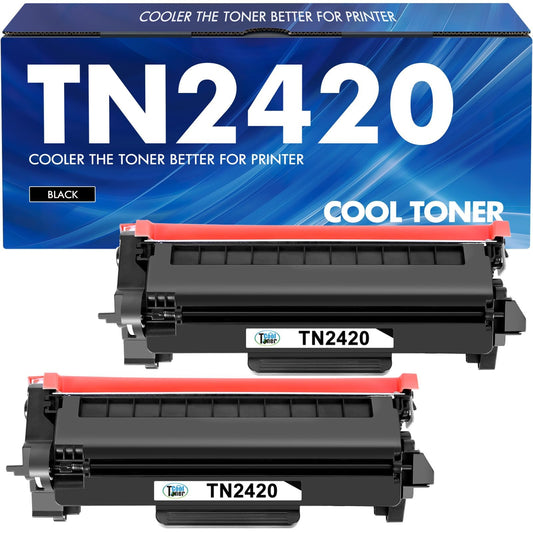 Cool Toner TN2420 TN-2420 compatible toner for Brother MFC L2710DW TN 2420 2410 TN2410 MFC-L2710DW HL-L2350DW MFC-L2710DN HL-L2310D DCP-L2530DW MFC-L2750DW DCP-L2510D HL-L2375DW (Black 2 pack)