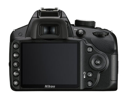 Nikon D3200 SLR digital camera (24 megapixels, 7.4 cm (2.9 inch) display, Live View, Full HD) kit including AF-S DX 18-55 VR II lens black