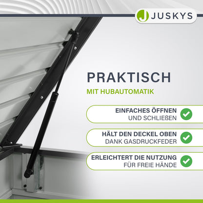 Juskys Metal Storage Box Limani 380 liters - Outdoor Box - waterproof, lockable - Garden Box, Cushion Box, Pillow Box for Garden Anthracite