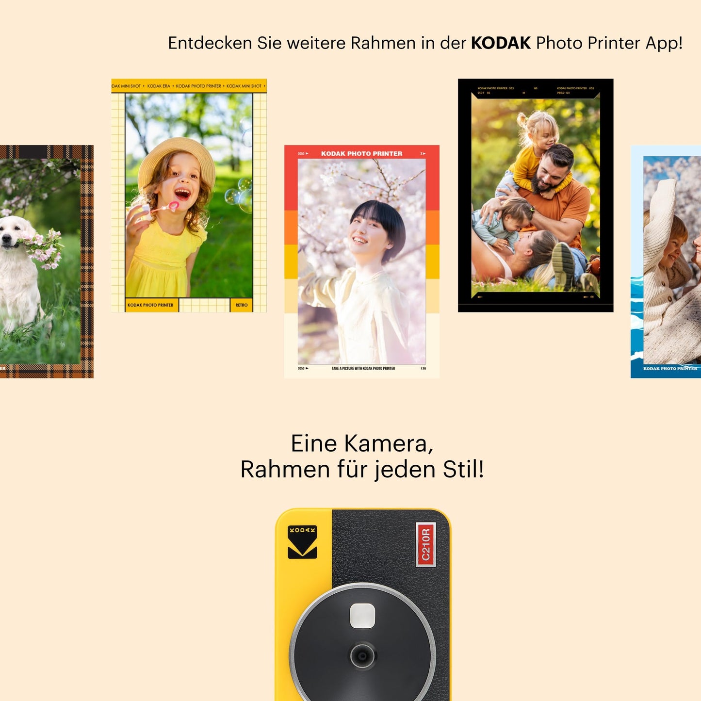 KODAK Mini 2 Retro mobile photo printer for smartphones, mini printer with Bluetooth, 54x86mm, 38 sheet bundle, Yellow