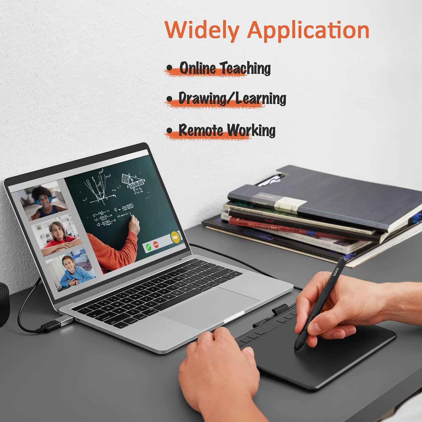 UGEE S640 graphic tablet for PC, digital drawing tablet with pen 8192 pressure sensitivity 10 express keys Pen tablet compatible with Windows Mac Linux Android