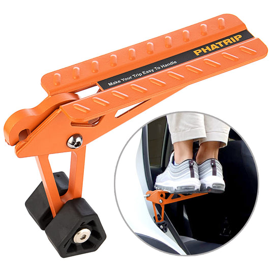 PHATRIP Car Doorstep Folding Car Door Pedal Foldable Ladder Easy to Access Roof Universal Doorstep Fits vehicles with U-shaped latches SUV, Jeep, RV, Orange, Alloy Steel