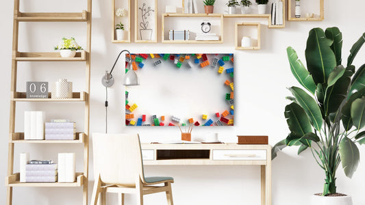 ALLboards Magnetic Metal Board BUILDING BLOCKS 90x60cm MetalBoards Memo Board for any type of magnets Magnetic bulletin board for writing in the children's room + 2 Markers, 6 Magnets, Sponge included.