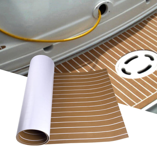 SenMore Eva Teak Self-Adhesive Foam Boat Yacht Flooring Non-Slip Mat Marine Deck Hardware for Boats Yacht Marine Carpet with Self-Adhesive Backing, 240x90cm