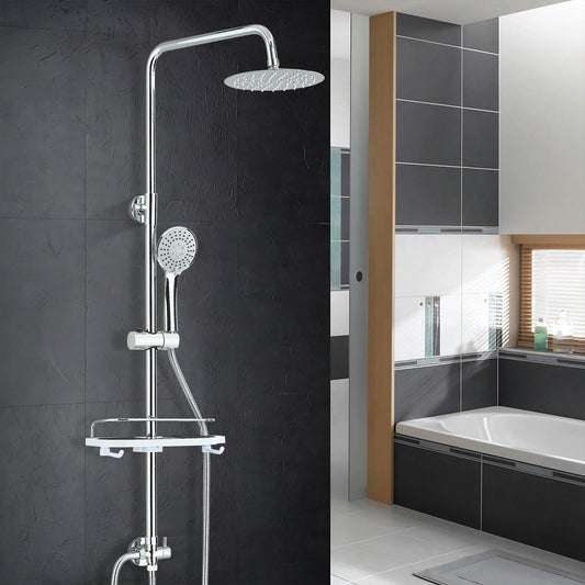Hevenaov shower system without faucet in chrome, rain shower head without faucet, stainless steel shower set without faucet, 20 cm round rain shower.