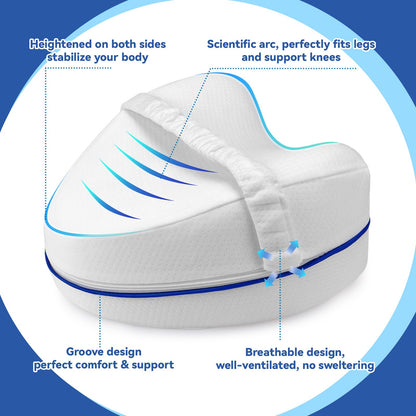 Perfect knee pillow for side sleepers I Orthopedic leg pillow for pain-free sleep I Ergonomic support cushion made of viscoelastic memory foam I breathable cover