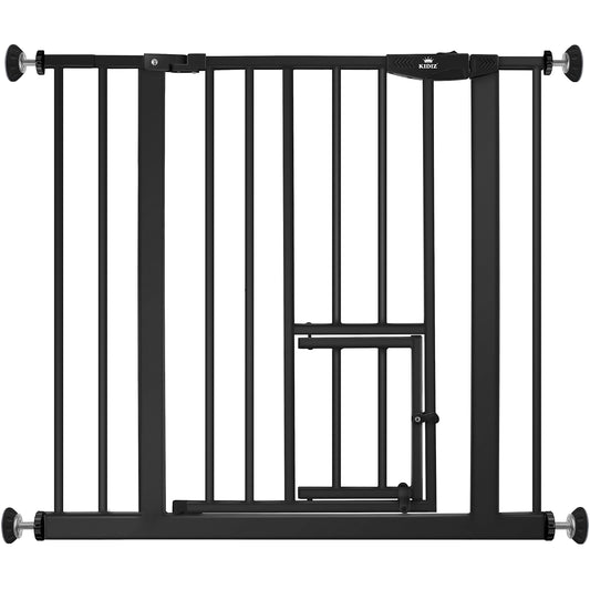 KIDIZ® Door Safety Gate | Stair Gate for Kids | with Pet Door for Dogs and Cats | No Drilling | Expandable | Compatible with Y-Spindles | Swivel Door | Size: 81-94 cm