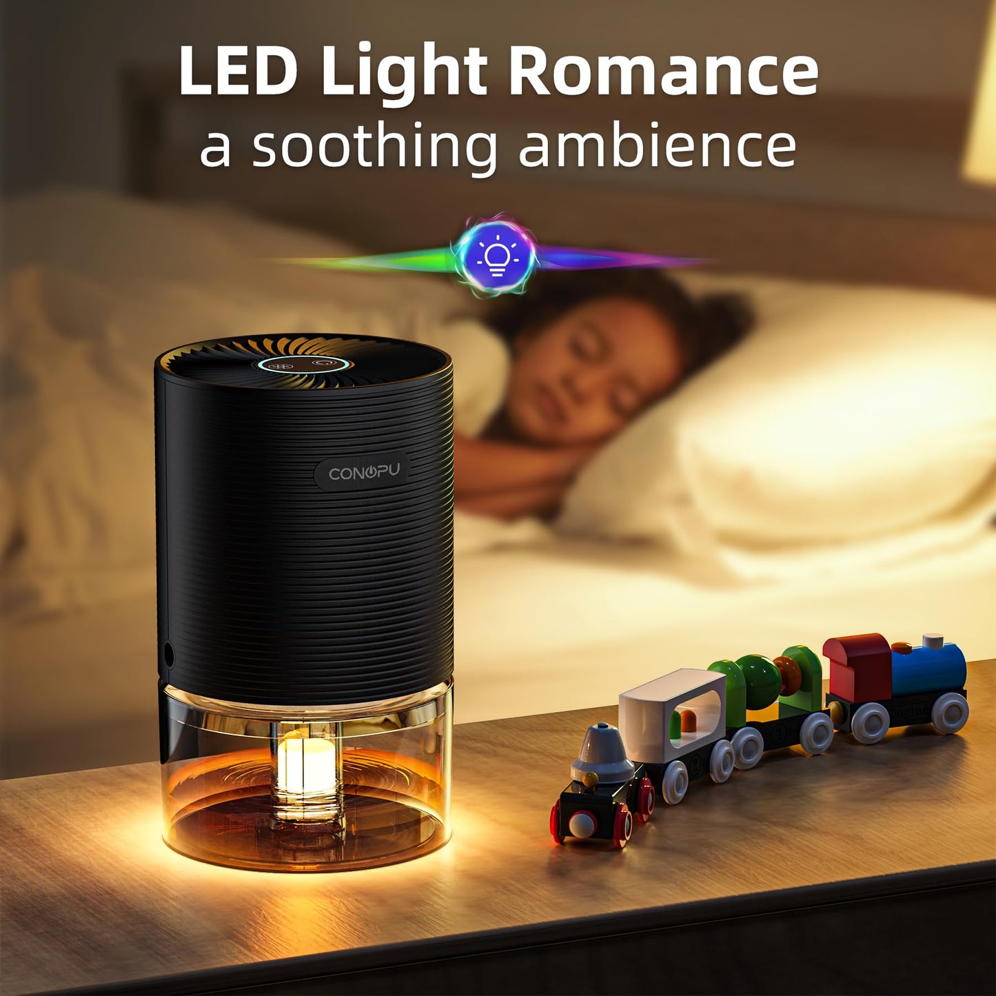 CONOPU Electric Dehumidifier, Energy-saving Room Dehumidifier with Automatic Shutdown, Small Ultra-quiet Dehumidifier for Basement, Cabinet, Bathroom, Bedroom, Office, Black, 21.3*12.8*12.8cm