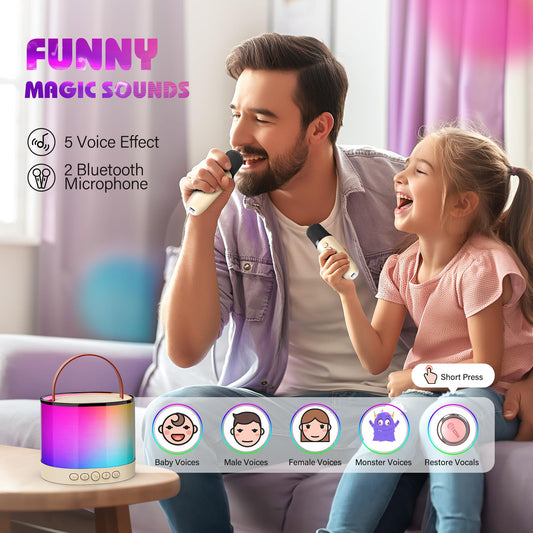 Grail girl gifts 3-12 years, mini karaoke machine with 2 kids microphones Bluetooth toy for girls and boys ages 3-12. Karaoke microphone gifts for kids.