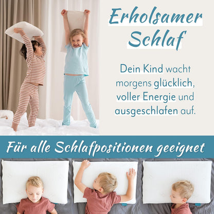 KNERST® Kids Pillow - Ergonomic Memory Foam Pillow for Children's Room - 40x60x6 cm Pillow perfect for kids - 40x60 Pillow for restful sleep including pillowcase - for children