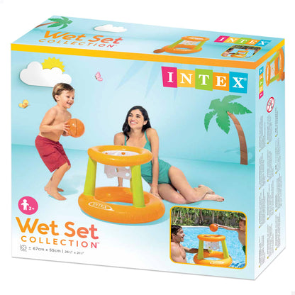 Intex 58849 - Inflatable water slide, 135 x 81 x 50 inches & Water play Floating Hoops, Multicolored, Ø 67 x 55 cm