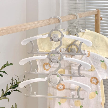 HGYZE baby clothes hangers non-slip 20 pieces, 29-37cm Extendable kids hangers with pants stand, plastic & stackable growing hangers great for onesies and children's clothing, Grey + White.