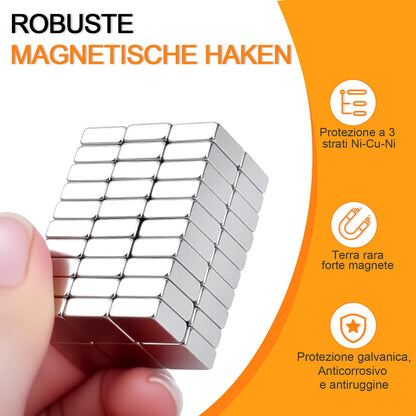60 small powerful magnets, 10x10x4mm neodymium magnets, extra strong. The N-pole direction of the rectangular magnet is marked with "I". Ideal for kitchen cabinets and magnetic boards.