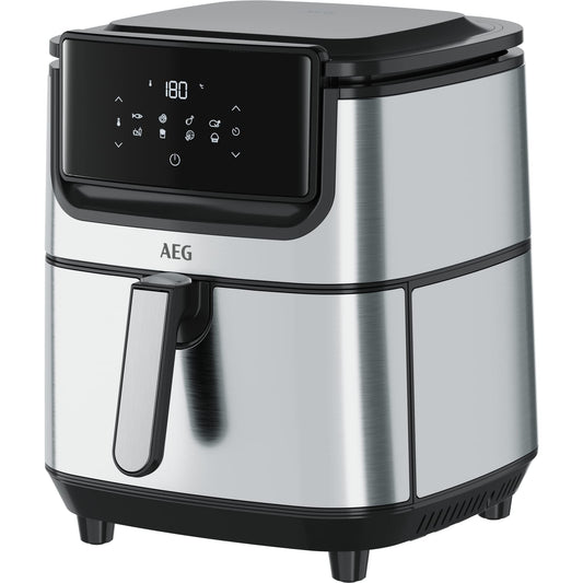 AEG AF6-1-6ST Hot Air Fryer (Frying, Grilling, Roasting, Baking with little to no oil, 8 pre-set programs, XXL capacity, dishwasher safe, LED touch display, programmable, stainless steel)
