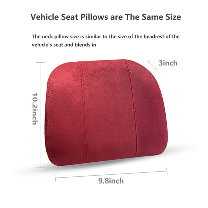 Forbell Auto Headrest Neck Pillow Accessory Cushion Memory Cotton Car Headrest Pillow Headrest Pillow for Car Suede (Wine Red)