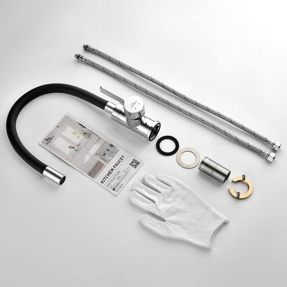 Auralum Flexible Kitchen Faucet, 360° Rotating Kitchen Faucet, Black, Sink Faucet with Flexible Spout