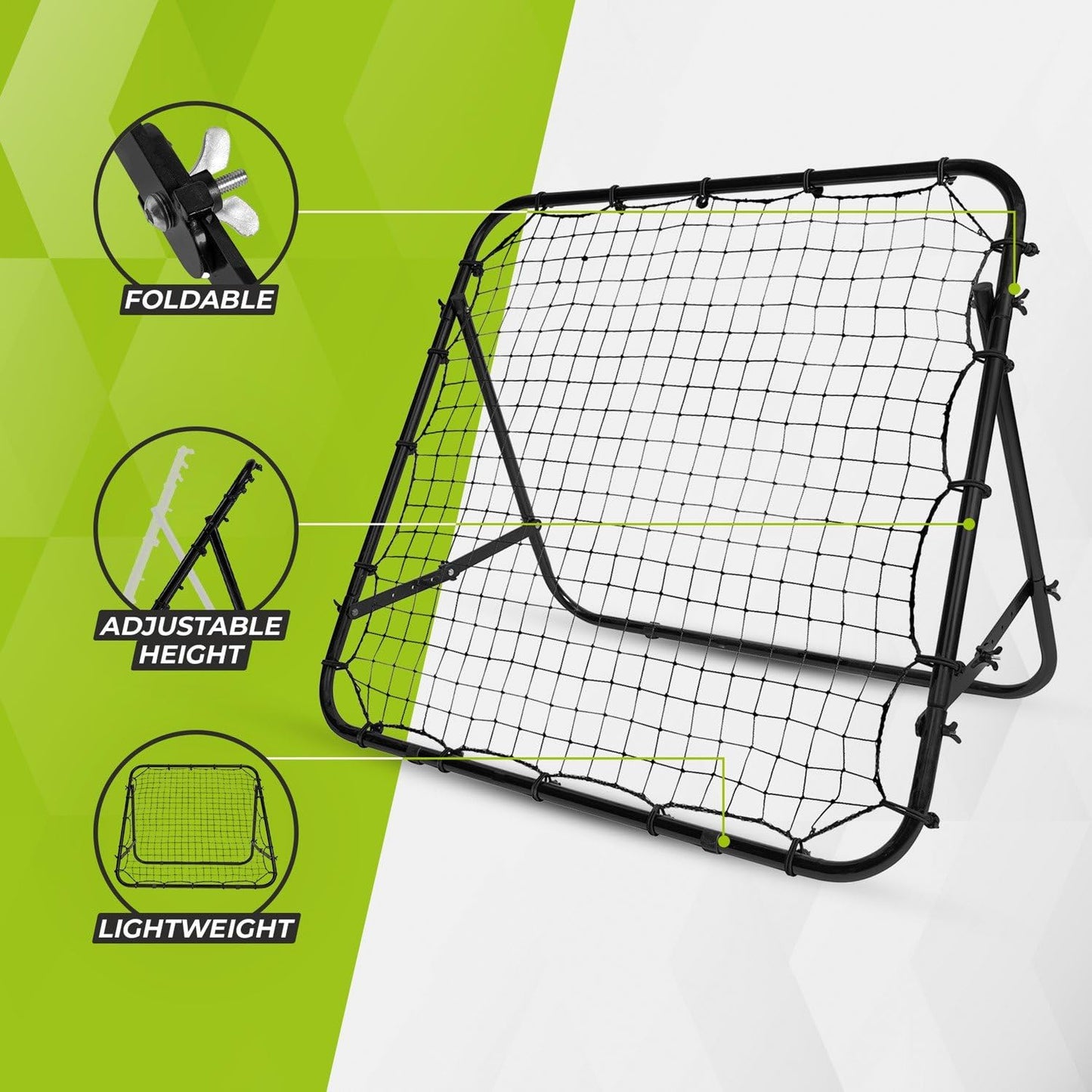 VirtuFit Adjustable Soccer Rebounder - Kickback - Tchoukball - 100 x 100 cm - Soccer Goal Training Equipment