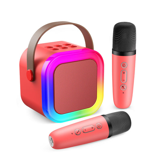 Fede Karaoke machine for kids and adults, mini karaoke machine with 2 microphones, portable Bluetooth speaker with voice effects & LED lights, gifts toys for girls and boys.