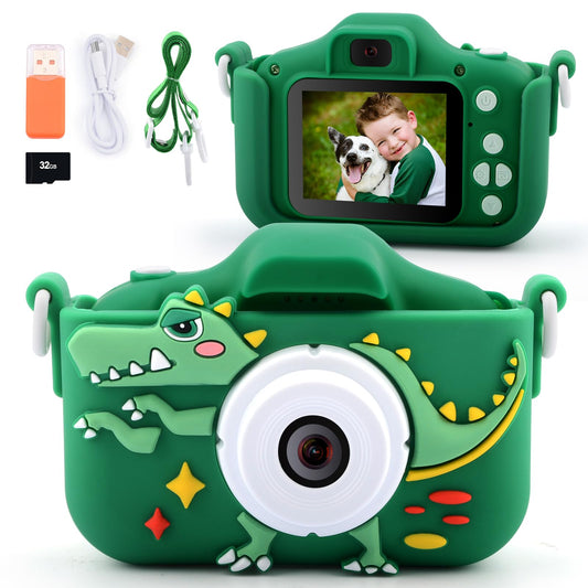 Children's camera, Camera for kids, 32GB, 1080P HD digital camera, Dinosaur toy camera for boys' Children's Day, back-to-school, and birthday gifts ages 3-12, Kids Camera Photography