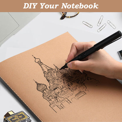 YBCPACK Kraft Grid Notebook A4, 6 Notebook Set, Grid Notepad with 64 pages (32 sheets), Notepad for office, school & travel (21.6x28cm)