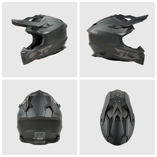 O'NEAL C-SRS Motocross Helmet SOLID Black (Size S) - ECE 22.06 certified, durable ABS shell, efficient ventilation system & removable, washable inner lining.