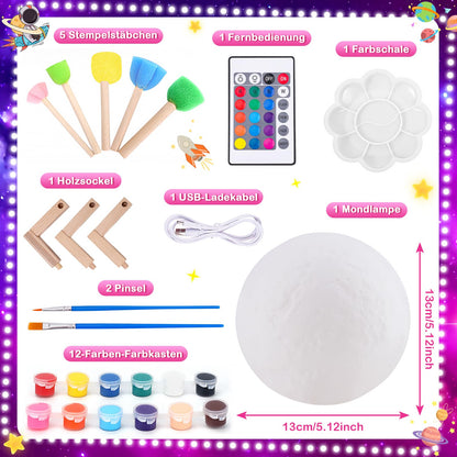 Craft set for children aged 6-10: girls gifts for 7-11 year old girls Crafting for girls aged 8-11 Night light children's toy for 5-12 year olds, boy Funny birthday gift Moon lamp Painting set