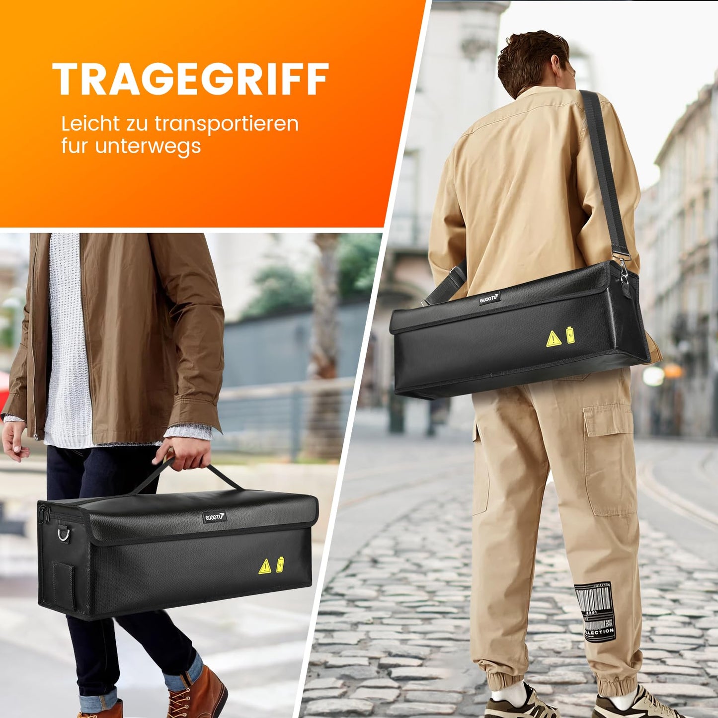 GUOOTU 2 Pack Ebike Battery Bag, Fireproof up to 1400°C, for Storage, Transportation, Waterproof and Explosion-proof Battery Bag, Large capacity Ebike battery protective cover (2, 49 x 15 x 15cm -2 Pieces)