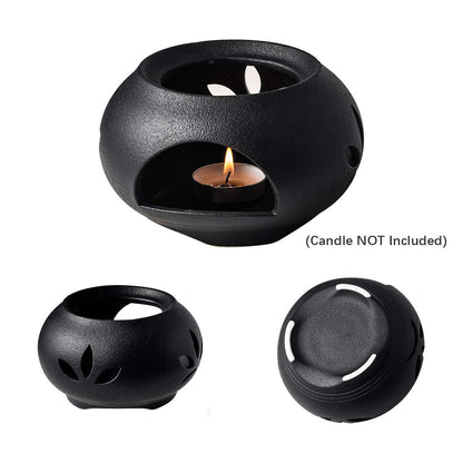 Sake set and cups with warmer and gift box, traditional Japanese porcelain for hot sake drinks, 9 pieces, including 1 stove, 1 warming tray, 1 sake bottle, 6 cups