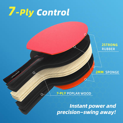 Table tennis racket set, 4 table tennis rackets with 8 table tennis balls table tennis racket set with bag professional sports set for indoor outdoor games