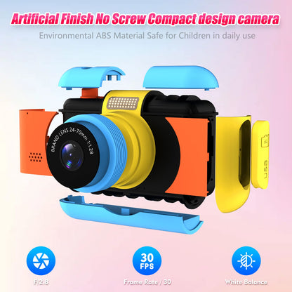 BaFuland kids camera, 2.4-inch screen children's camera, 20MP & 1080P HD digital camera for kids, selfie camera with 32GB card, kids toy gifts for boys & girls aged 3-12 years.