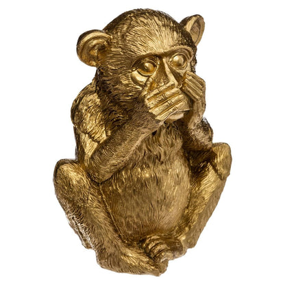 Atmosphera - Set of 3 statues "Wise Monkeys" - Resin - golden H 17 cm - Gold