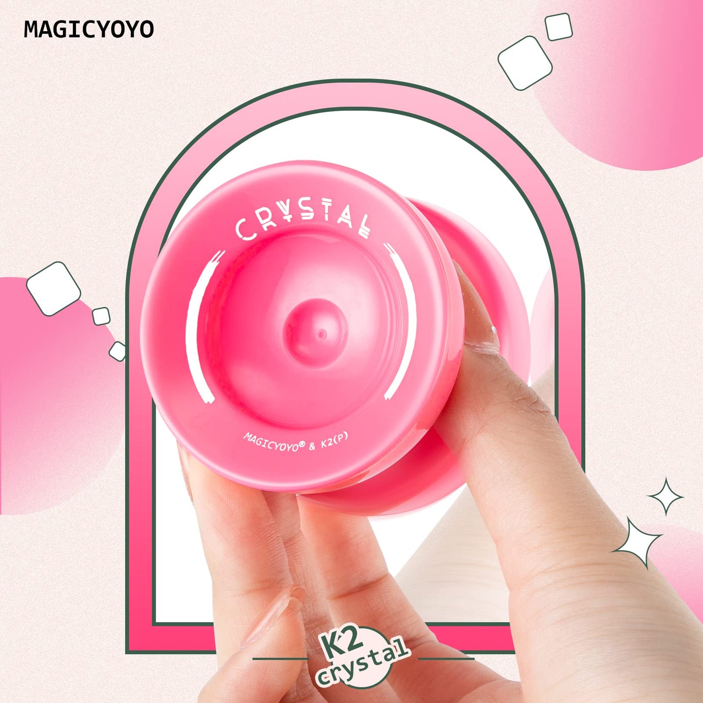 YOSTAR Yoyo K2 Crystal, dual-purpose JoJo for kids and adults, responsive and unresponsive YoYo, trick Jo-jo for finger spins, plastic Jo Jo toy with 12 strings, bearing kit