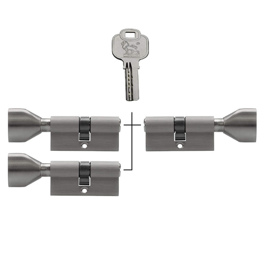 3x Euro Cylinder KSN 60 mm 30/30 Keyed Alike with 15 keys
