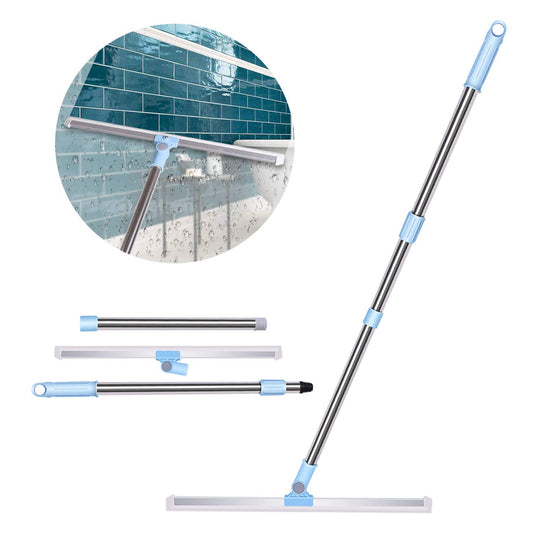 Wiseten water squeegee floor wiper - squeegee floor shower with extra durable 50cm rubber blade, telescopic handle 130cm water squeegee window squeegee for wood, glass, concrete, tile shower