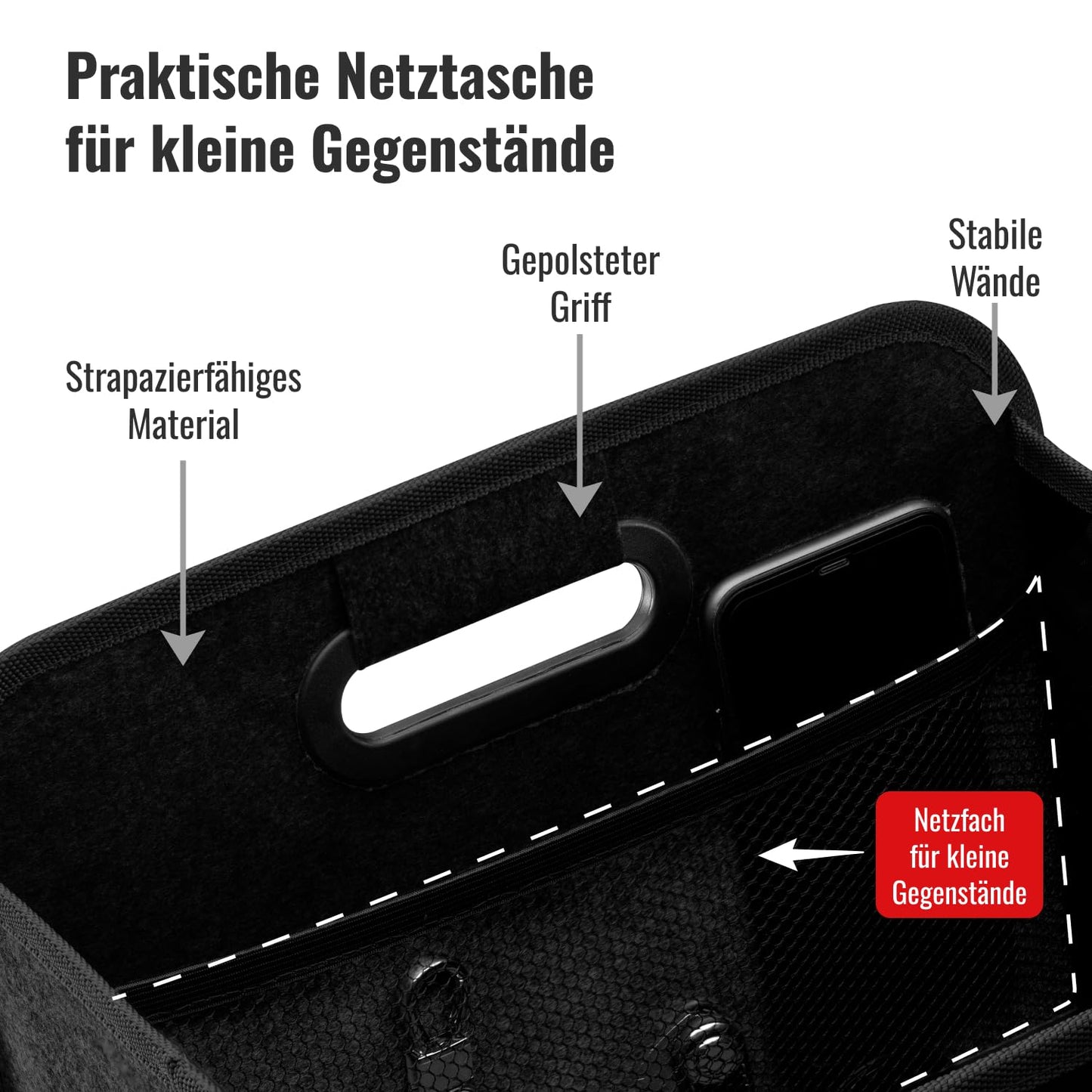 Achilles Car Folding Box XL - Felt Trunk Bag with Large Storage Space - Shopping Bag - Storage Box for Organized Storage (Anthracite)