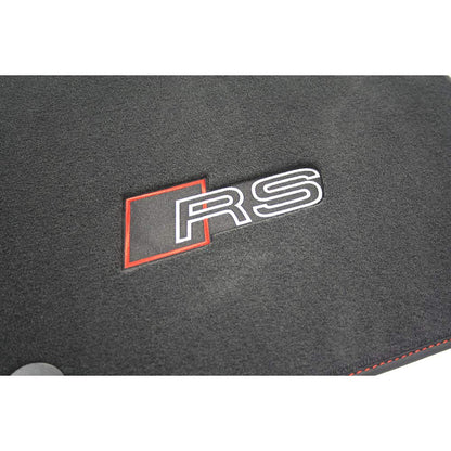 Audi 8S1863691FMUK Premium Velour Floor Mats TTRS (8S) Carpet Mats 2x front Fabric Mats RS Design, black/red