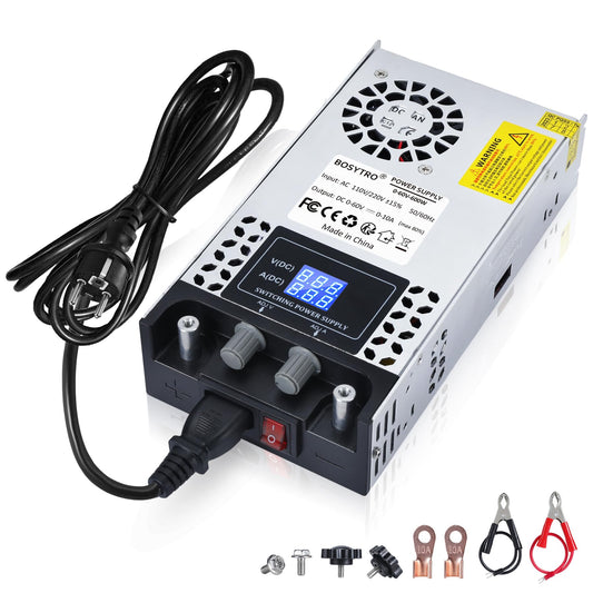BOSYTRO Adjustable Power Supply 0-60V 0-10A 600W Switching Power Supply Transformer Power Supply Transformer 230v to 60v Power Supply SMPS for LED Strips, CCTV, 3D Printer, Radio, Camera, Laboratory Power Supply