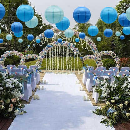GAKA FAVOR 10 Piece Paper Lanterns Set Blue, Hanging Decoration Paper Lanterns Decor, Paper Lanterns for Wedding, Baptism, Birthday, Communion, Valentine's Day, Mother's Day Party Decor.