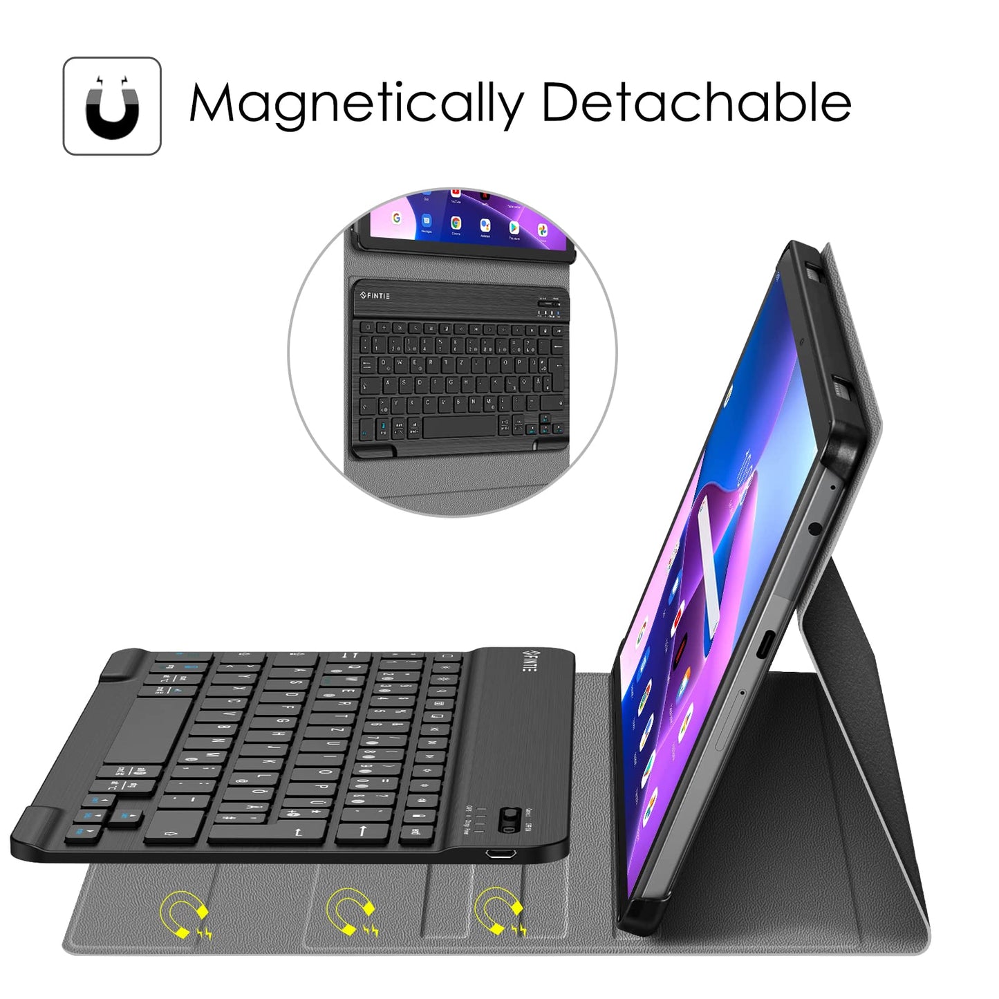 FINTIE keyboard case for Lenovo Tab M10 (3rd Gen) Tablet 10.1" TB-X306F 2022, slim cover with detachable QWERTZ Bluetooth keyboard, not for M10 Plus (3rd Gen) 10.6", Black