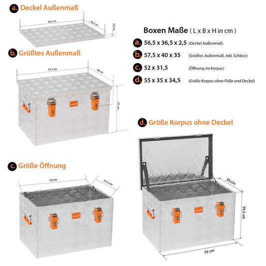 aluminum toolbox corrugated plate ABX-RL67 aluminum 1.5mm toolbox lightweight and durable 67 liters