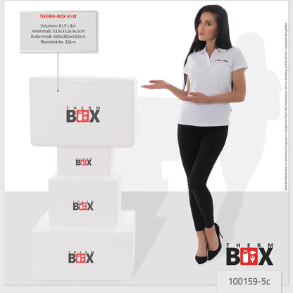 THERM-BOX Styrofoam box 61W with 5 cooling elements for cooler 61.5L Interior: 53x33x34cm Transport box Thermal container Reusable