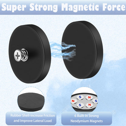 Cveenk 8 pieces Neodymium Magnets Rubber Coated, Ø 43mm Rubber Round Magnets Anti-Slip, 15kg Strong Magnets with M6 Thread for Vehicles Lamps Instruments and Equipment