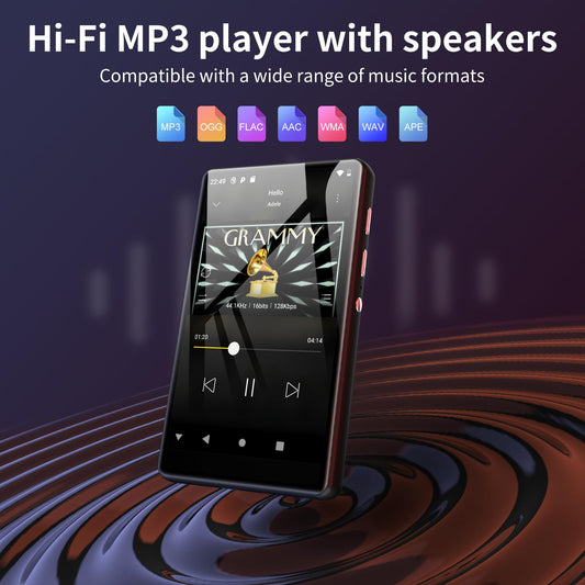 80GB MP3 player with Bluetooth and WiFi, SWOFY Hi-Fi 4.0 inch touchscreen MP3 MP4 player, portable stereo, Android MP3 player with Spotify, Amazon Music, FM radio, recorder, e-book, browser (black)
