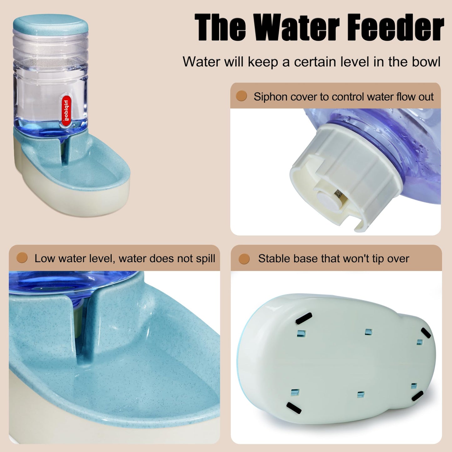 Automatic feeder for small and medium-sized pets, 3.8L, travel feeder and water dispenser for dogs, cats, pets (Blue)
