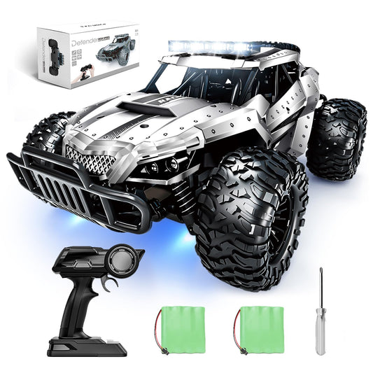 Tecnock Remote Control Car 1:16 with headlights and chassis lights, All Terrain Off Road RC Monster Truck 2.4GHz Toy, 2 batteries for 60 min runtime - Gift for adults and kids.