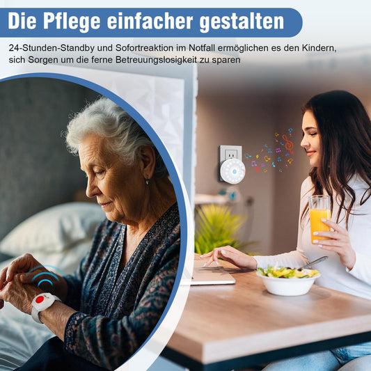 ChunHee emergency button for seniors/emergency bracelet for seniors/alarm for seniors 45M reception range for elderly/disabled/pregnant women