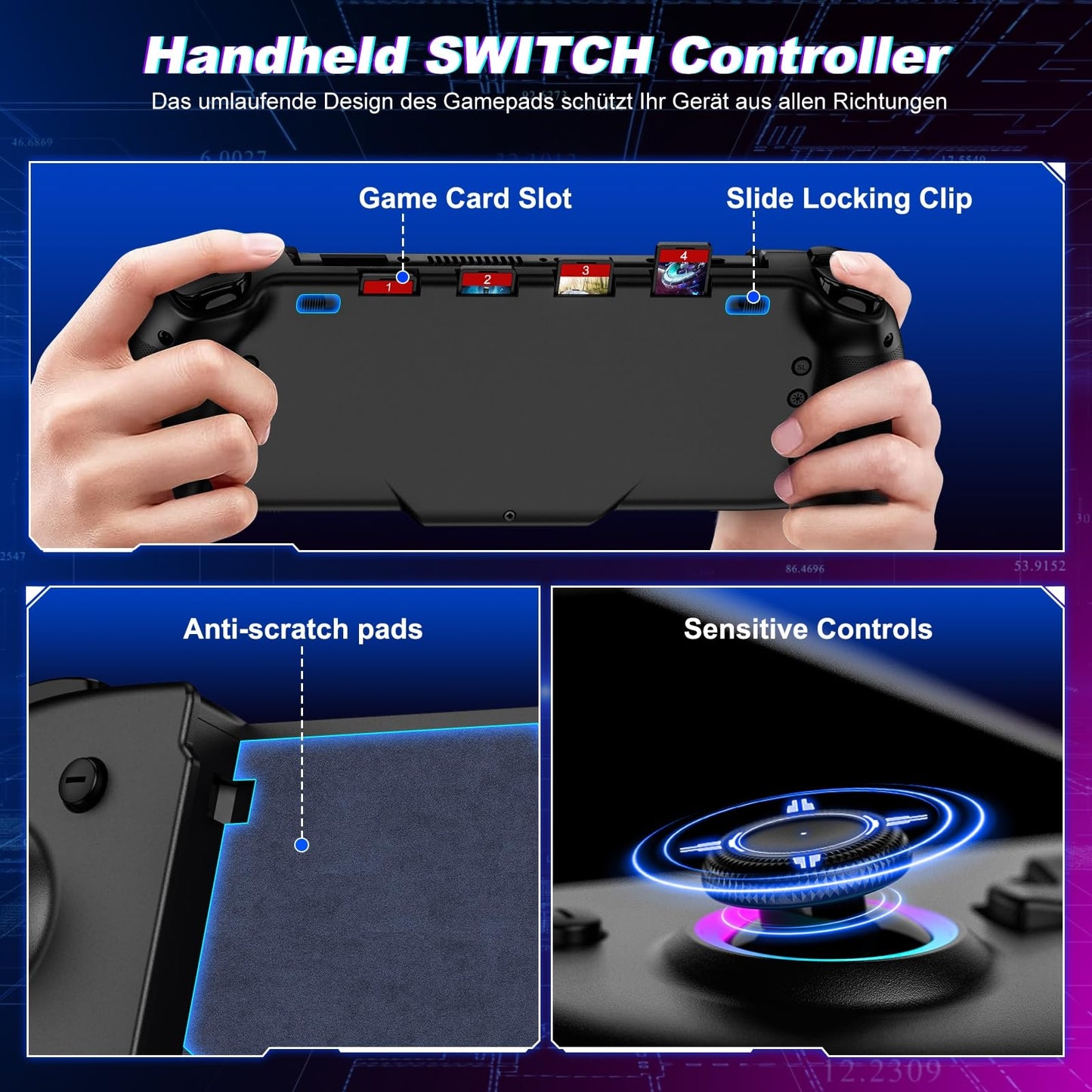 Elegamefy Switch Pro Controller, handheld controller with turbo/1000mAh/6-axis gyro/vibration/programmable wireless controller for Nintendo Switch/OLED.